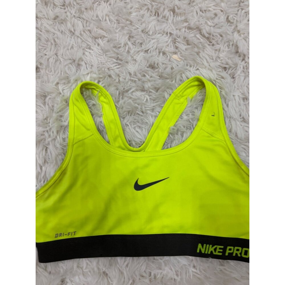 Nike Pro Dri-Fit Womens Racerback Sports Bra or Bikini Top S Neon Yellow - Picture 9 of 11